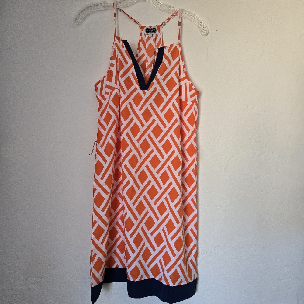 Mudpie Orange, White, And Navy Slip Dress Sz S